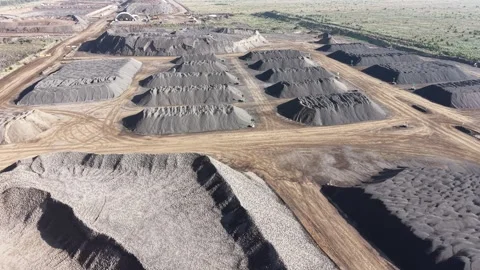Aerial view of industrial mining quarry piles Stock Footage 339304329