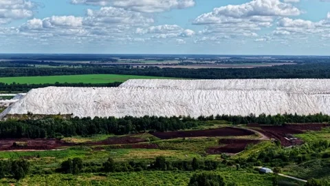 Aerial view of industrial phosphogypsum stack in, Lithuania. Stock Footage 345002997