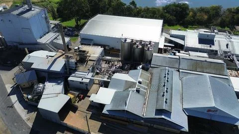 Aerial View of Industrial Processing Facility Stock Photos