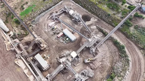 Aerial view of industrial quarry mining operation Stock Footage 341919007