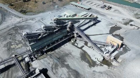 Aerial View of Industrial Quarry Processing Plant Stock Photos