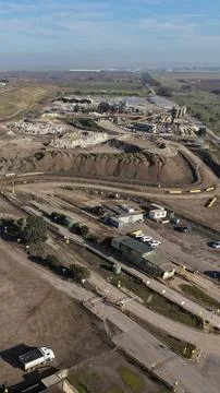 Aerial view industrial quarry processing facility infrastructure Stock Photos