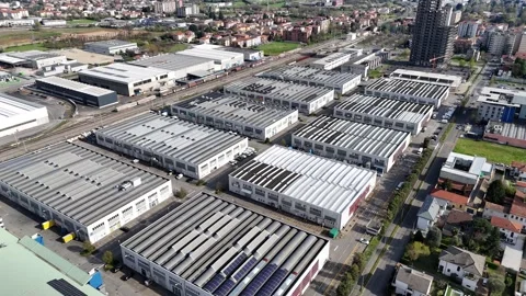 Aerial View of Industrial Technology Hub in Desio, Brianza Stock Footage 331670877