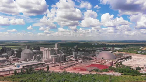Aerial View of Industrial Zone. Drone Footage of Factory Stock Footage 138303638