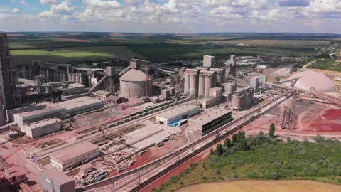Aerial View of Industrial Zone. Drone Footage of Factory Stock Footage 138304361