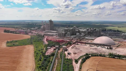 Aerial View of Industrial Zone. Drone Footage of Factory Stock Footage 138305232