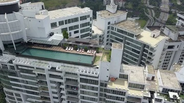 Aerial view of infinite pool from a drone in Kuala Lumpur Malaysia Stock Footage 85533272