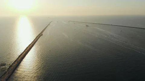 Aerial view of a infrastructure of a seaport, with various industries. Stock Footage 137225062