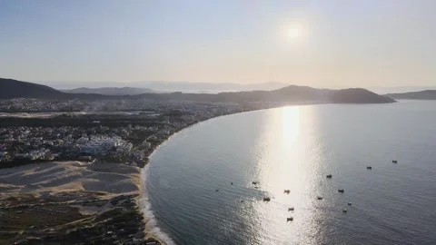 Aerial view of Ingleses beach in Florianópolis, Santa Catarina Stock Footage 320000610