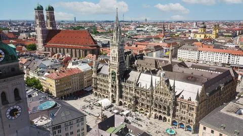 Aerial view of the inner city of Munich, Marienplatz, Bavaria, Germany Stock Photos