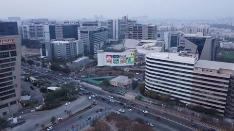 Aerial view of the Inorbit Mall and ITC Kohenur Luxury Hotel on Mindspace Video stock 240822656