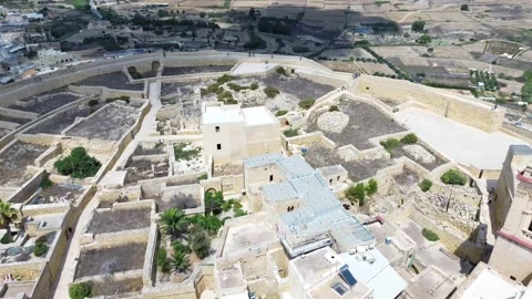 Aerial view inside Gozo's Citadel in Victoria, Malta Stock Footage 315185265