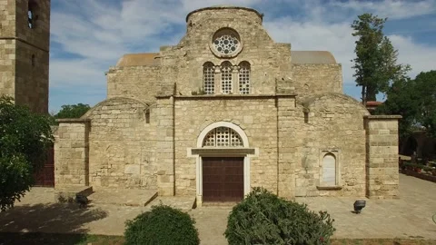 Aerial view inside the St. Barnabas Monastery. Cyprus. DJI-0246-02 Видео 137376395