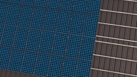 Aerial view of installing solar panels  Vídeo Stock 330161547