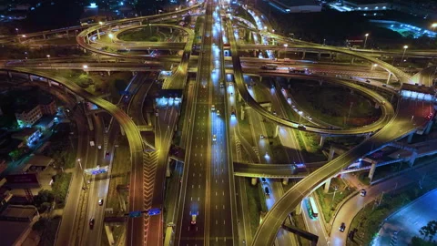 Aerial view of interchange and motorway road. transportation Stock Footage 252811476
