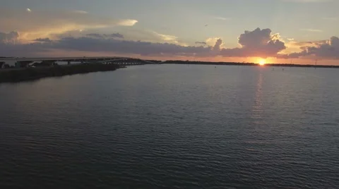 Aerial view of Intercoastal at Sunset Stock Footage 67551005