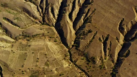 Aerial view of interesting earth formations in Dobrogea, Romania Stock Footage 138469197