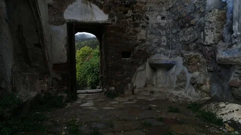 Aerial view of interior of a hermitage Stock Footage 122298869