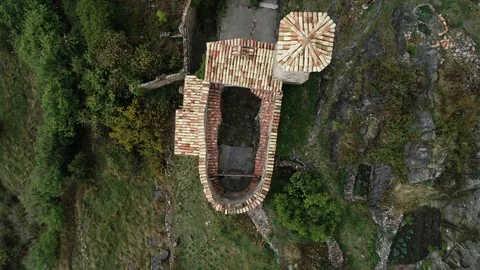 Aerial view of interior of a hermitage Stock Footage 122298894