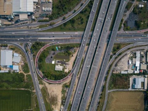 Aerial view of intersecting highway Photos