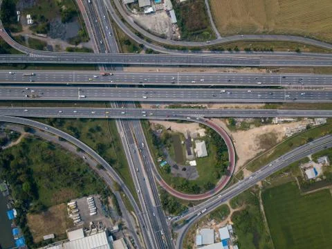 Aerial view of intersecting highway Photos