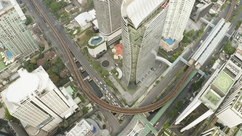 Aerial View of intersection and traffic in Central Business District. Video stock 102220328