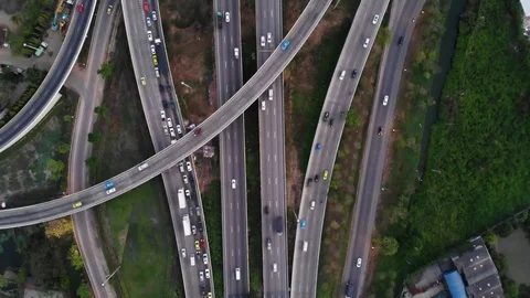 Aerial view intersection city road Stock Footage 105444006