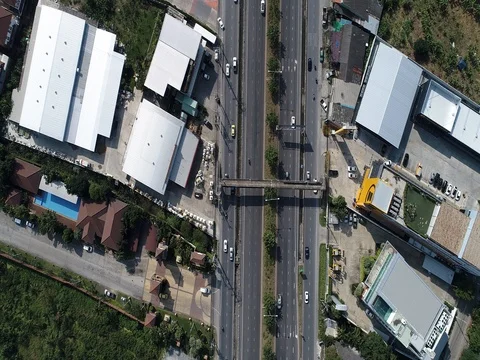 Aerial view intersection city transport road with car movement Stock Footage 84405861
