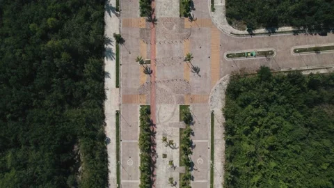 Aerial view to intersection in green landscape. Empty roads in Mexico Stock Footage 233429852