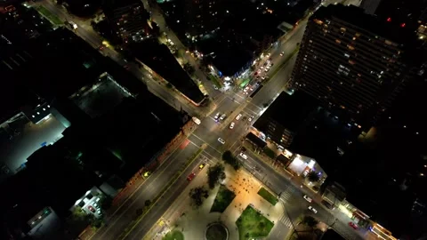 Aerial view of intersection with heavy traffic in a middle class Stock Footage 219315693