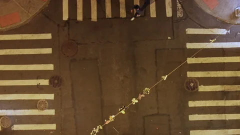 Aerial view of an intersection in Lower Manhattan Stock Footage 303927956