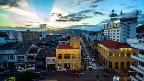 Aerial view intersection in Phuket town Stock Photos