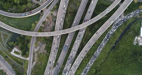 Aerial view intersection transport road with vehicle movement Stock Footage 119772752