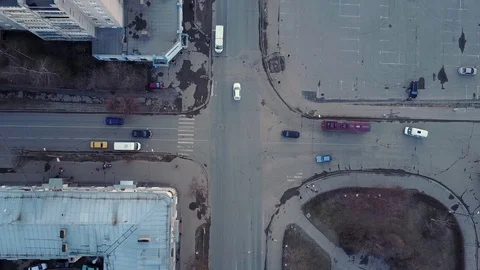 Aerial view of the intersection of urban highways Video stock 81303443