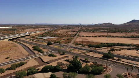 Aerial view of interstate 10 and other roads intersecting in Arizona. Stock Footage 165133308
