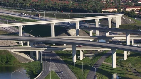 Aerial view Interstate 95 Intersection Fort Lauderdale Stock Footage 80169906