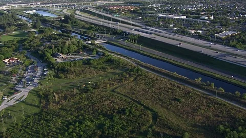 Aerial view Interstate 95 Intersection Fort Lauderdale Stock Footage 80169939