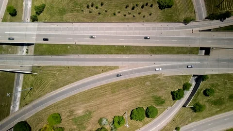 Aerial view of Interstate highway intersection, shot at the intersection of.. Vídeos de archivo 238482638
