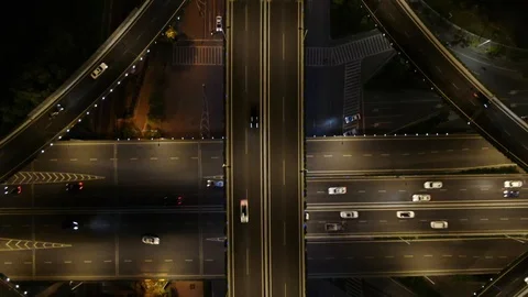 Aerial view of interstate traffic Stock Footage 129718537