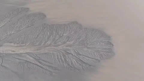 Aerial View of Intricate Tidal Tree Patterns in Qiantang River, Zhejiang, China Stock Footage 337525590