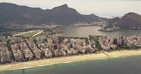 Aerial View of Ipanema Beach Stock Footage 64864232