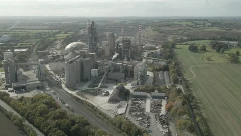 Aerial View Of Irish Cement Facility And Quarry In Platin, Drogheda, Stock Footage 291920200