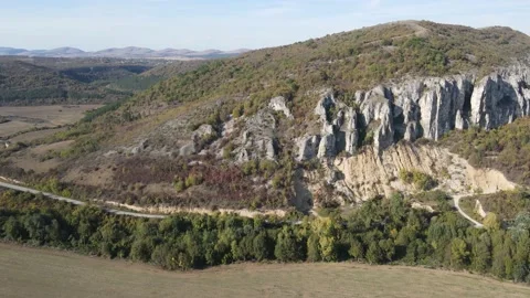 Aerial view of Iskar river, passing near village of Strupets, Bulgaria 動画素材 221237003