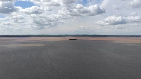 Aerial view of Isla del Medio, a small island in the middle of the Paraná River Stock Footage 319524092