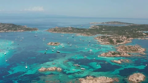 Aerial view of the island of budelli in the archipelago of the maddalena Stock-Footage 135021553