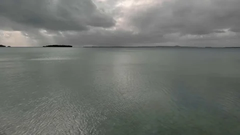Aerial view isolate islands called motus in Aitutaki Lagoon Stock Footage 107753692