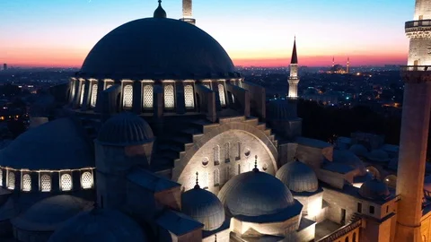 Aerial view of the Istanbul and Suleymaniye Mosque Stock Footage