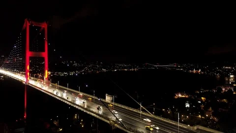 Aerial view of Istanbul Bosphorus Bridge - 4K Drone footage in Turkey. Stock Footage 121961953