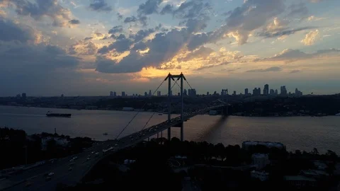 Aerial view of Istanbul Bosphorus Bridge - 4K Drone footage in Turkey. Stock Footage 121982969