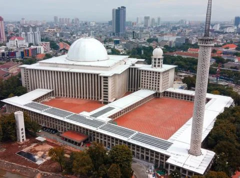 Aerial view of Istiqlal Mosque 2020 Stock Photos